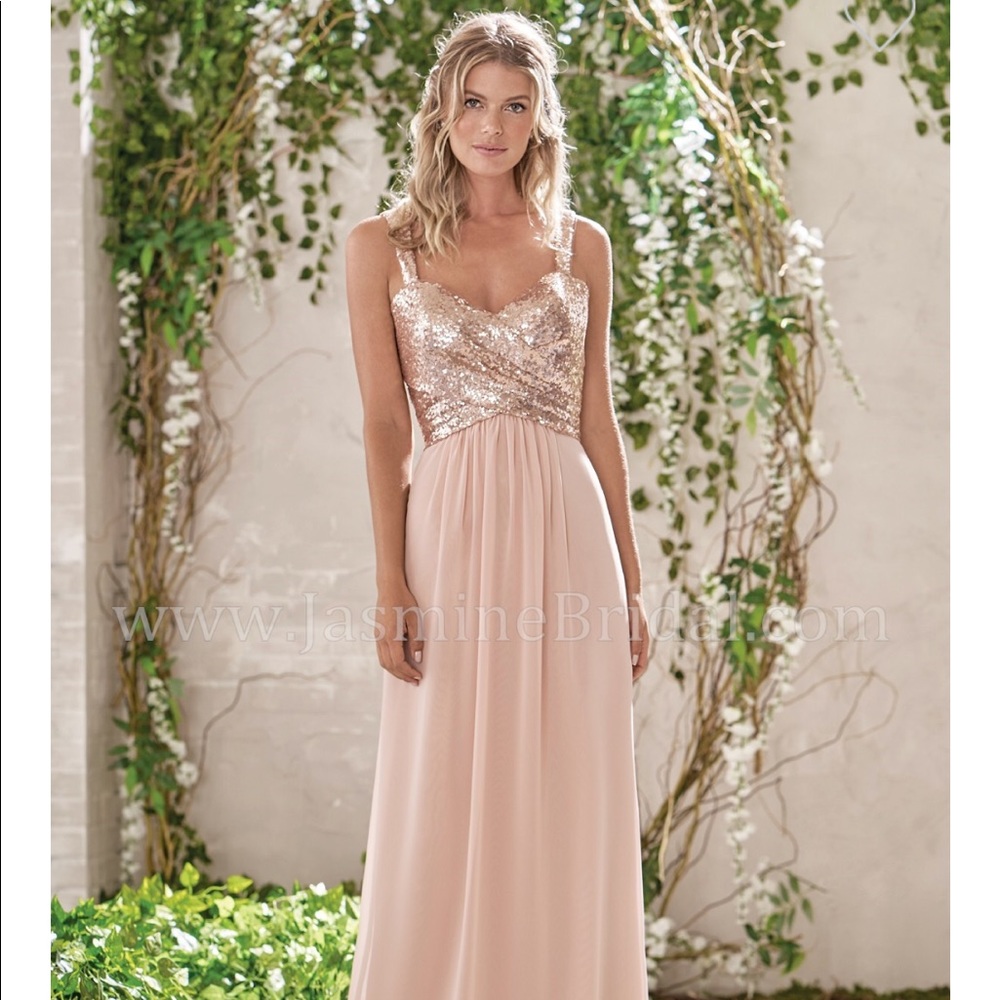 B2 Jasmine Rose Gold Sequin/Peach Bridesmaid Dress